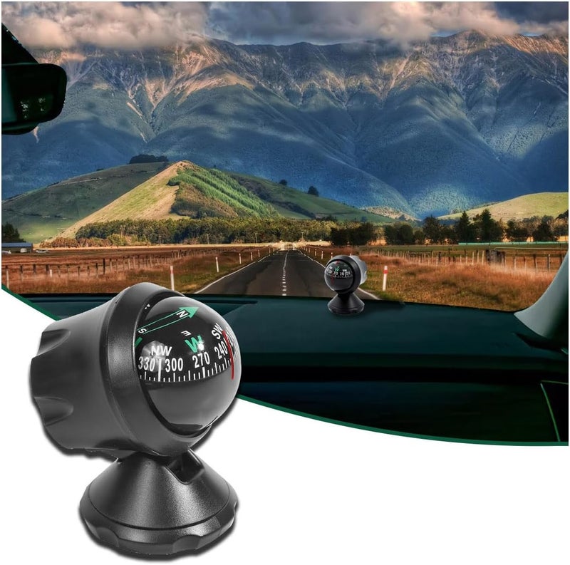 Couslcd Car Compass Ball, Dash Mount Adjustable Compass Ball with Bottom Stick, Navigation Hiking Direction Pointing Guide Ball for Marine Boat Truck Caravan Outdoor, Universal Car Accessories - Image 1